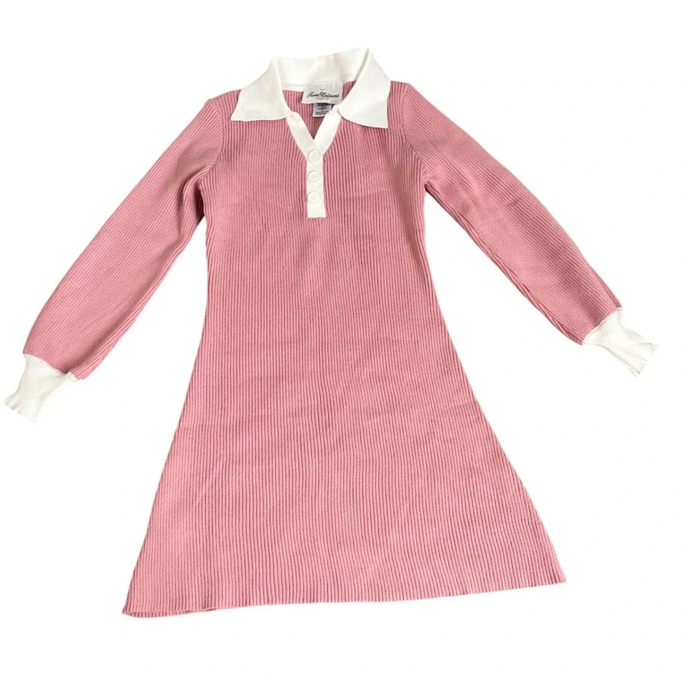 Rare Editions Girls Blush Pink Ribbed Knit Long Sleeve Sweater Dress‎ Size 8 NWT